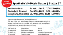 WINTERSPORTBASAR - WARENANNAHME am Freitag, 06.11.2026 - VERKAUF am Samstag, 07.11.2026