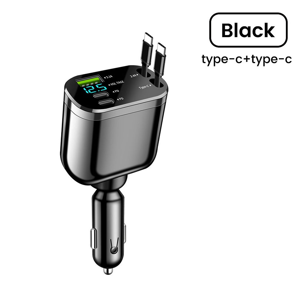 Miniatura: Elough Retractable Car Charger 5 in 1 Fast Charging Car Charger Retractable Cabl