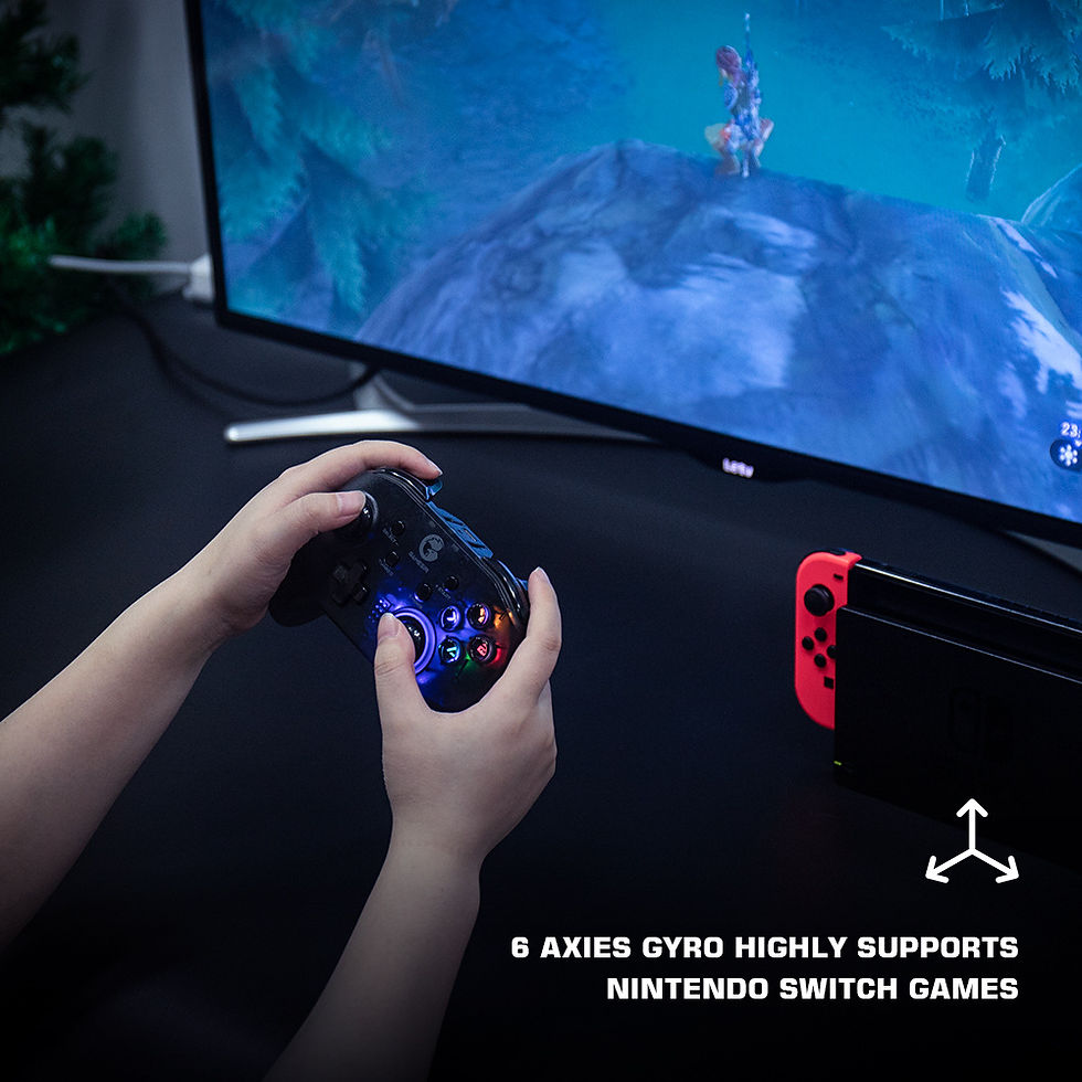 Miniatura: Controle GameSir T4 Pro sendo usado no Nintendo Switch.