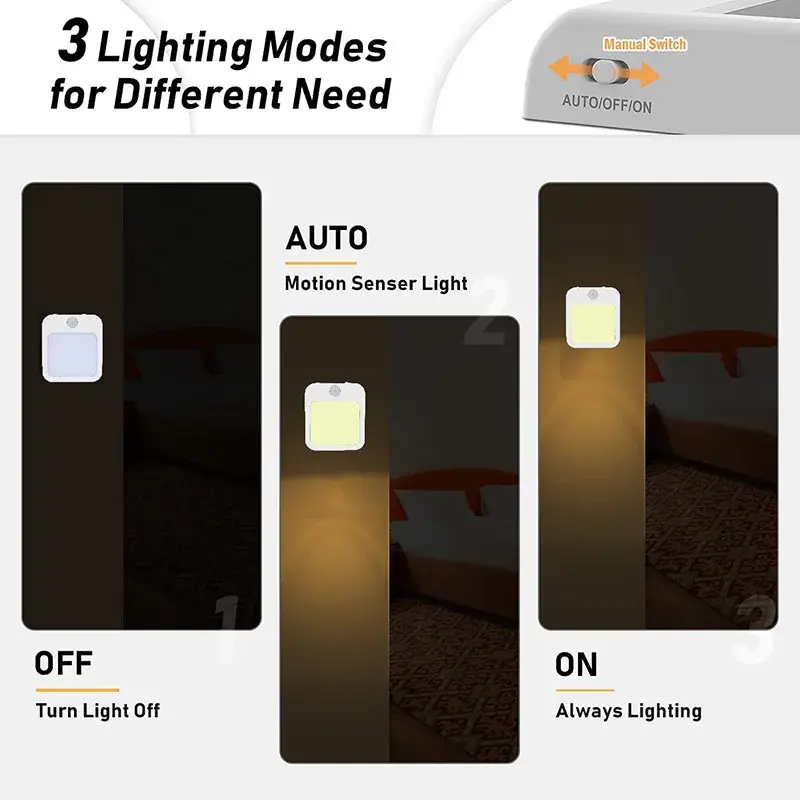 Miniatura: Night Light Motion Sensor With LED Light EU Plug Lamps Children'S Night Light Wi