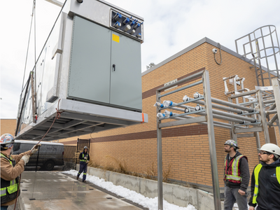 huge heat pump for 14 buildings