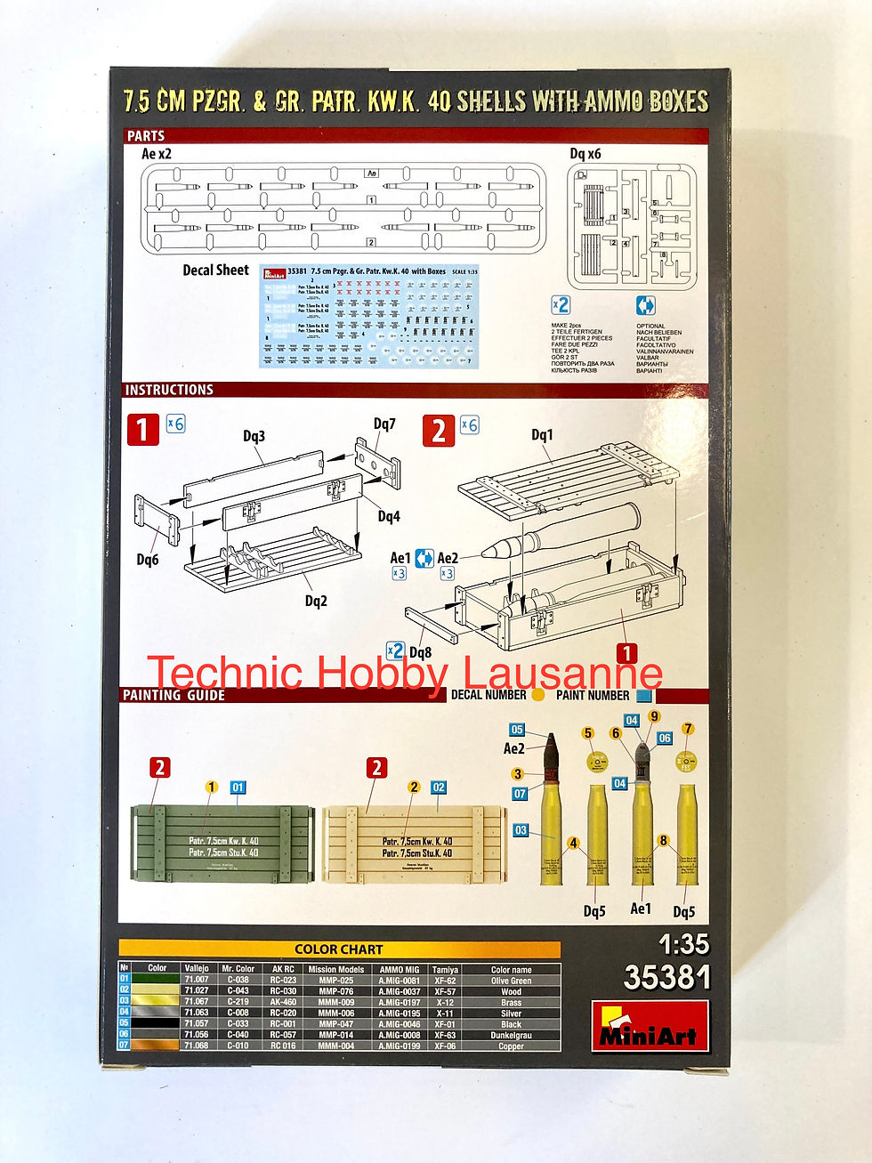 Miniature : MiniArt 7.5 CM PZGR. & GR. PATR. KW.K. 40 SHELLS WITH AMMO BOXES 1/35 MIN35381