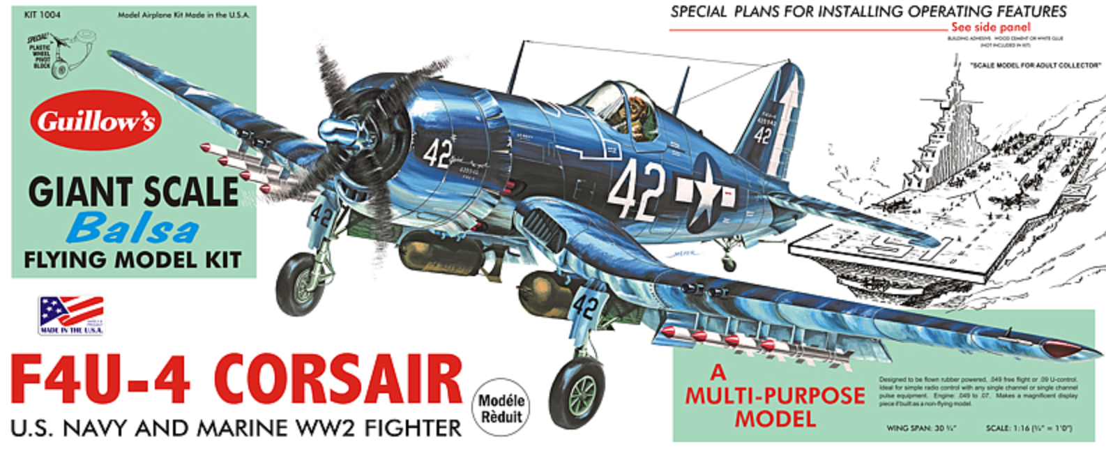 Guillow's avion en bois à construire en kit F4U-4 Corsair GUI1004