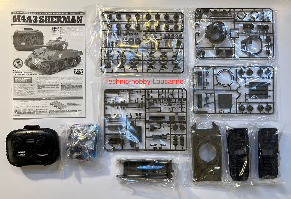 Miniature : Tamiya Tank chars d'assaut radio-commandé M4A3 Sherman U.S. Medium Tank 1/35 TAM 48217