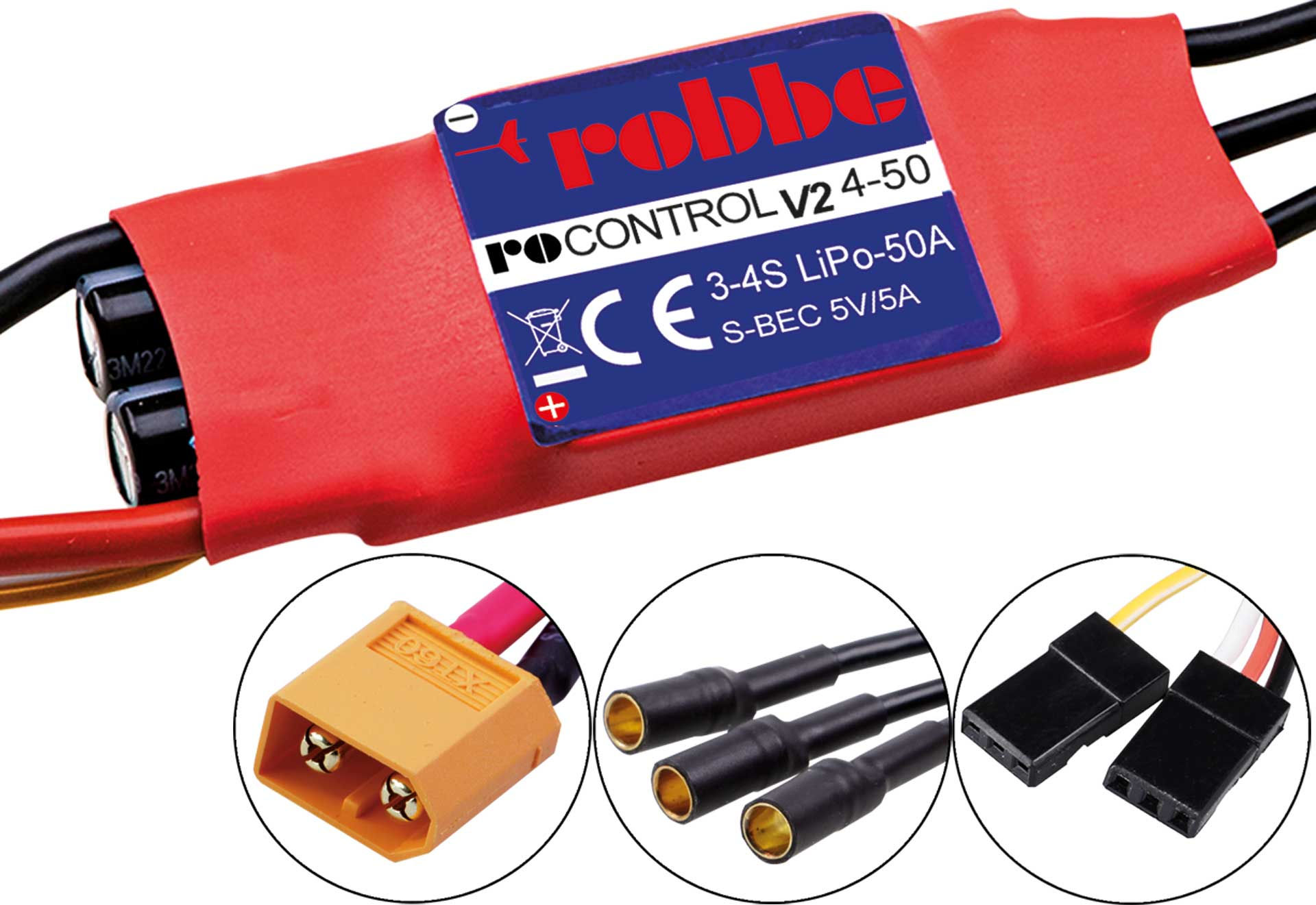 Robbe ESC RO-CONTROL 4-50 V2 3-4S -50(70)A 5V/5A SWITCH BEC Regler - ROB 8738