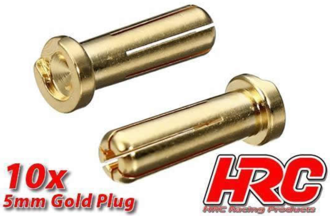 Lot de 10 Connecteurs 5mm plaqués or mâle Low Profile - HRC 9005LB
