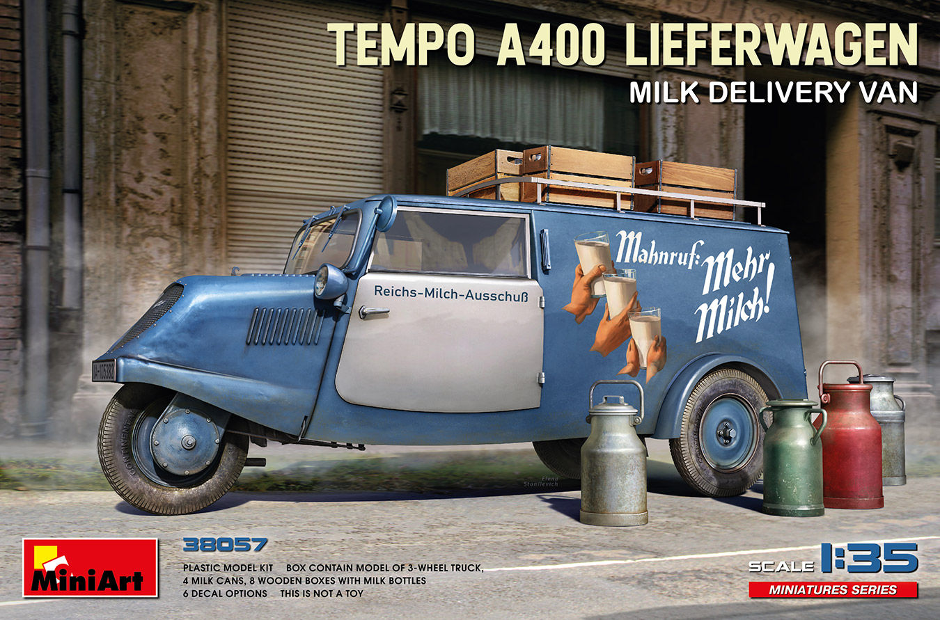 Maquette Camion de livraison de lait Tempo A400 Miniart 38057