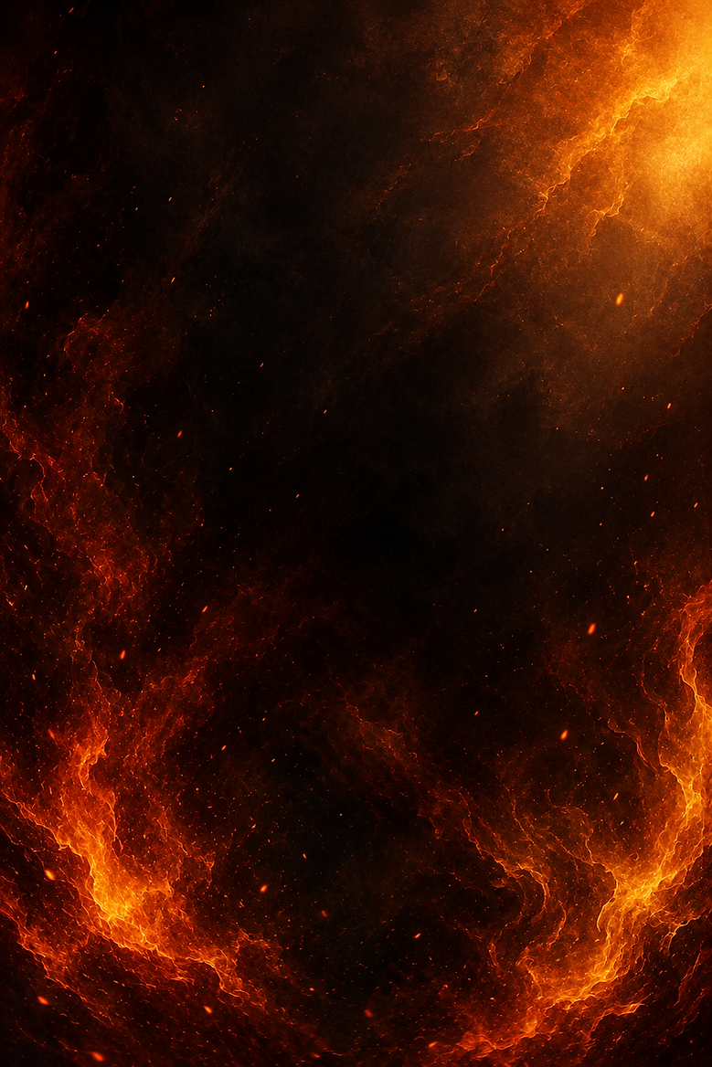 Glowing orange and red nebula in deep space
