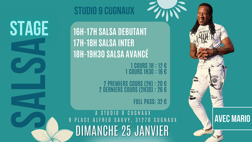 STAGE SALSA LE DIMANCHE 25 JANVIER AVEC MARIO