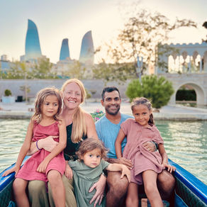 Baku Azerbaijan with kids: clean streets, strong winds, ancient walls, and bubbling mud volcanoes