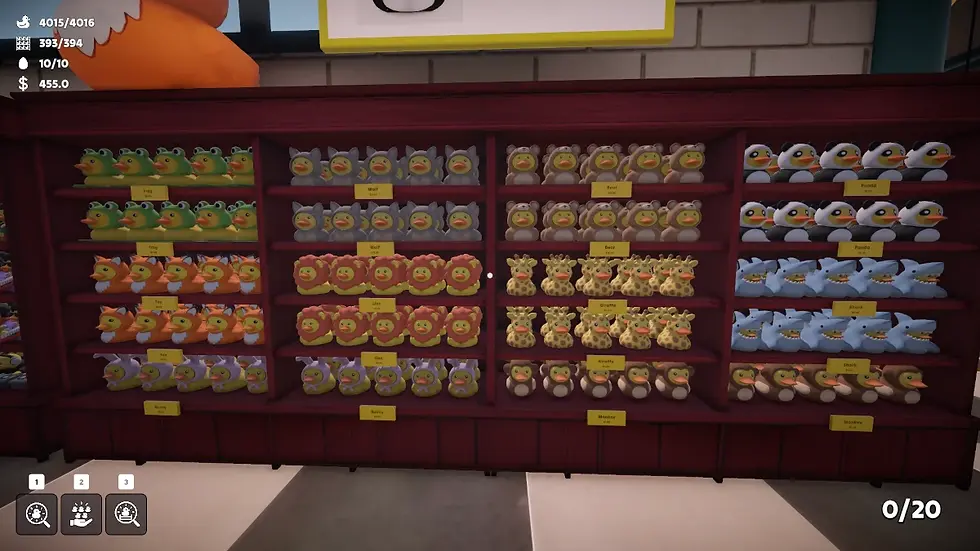 Neatly organized animal shelves in Sort Them Ducks