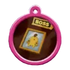 Doggy Don't Care badge showing a framed photo of a cartoon dog's butt