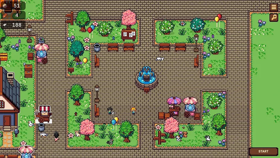 The town square with people in it in Tiny Village