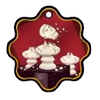 Doggy Don't Care badge showing statues with no heads