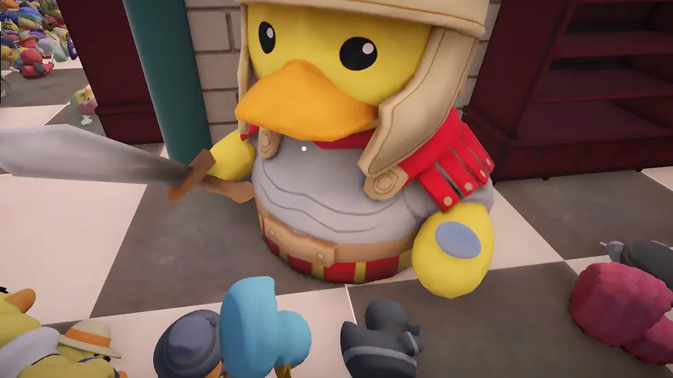 Centurion duck holding an egg in Sort Them Ducks