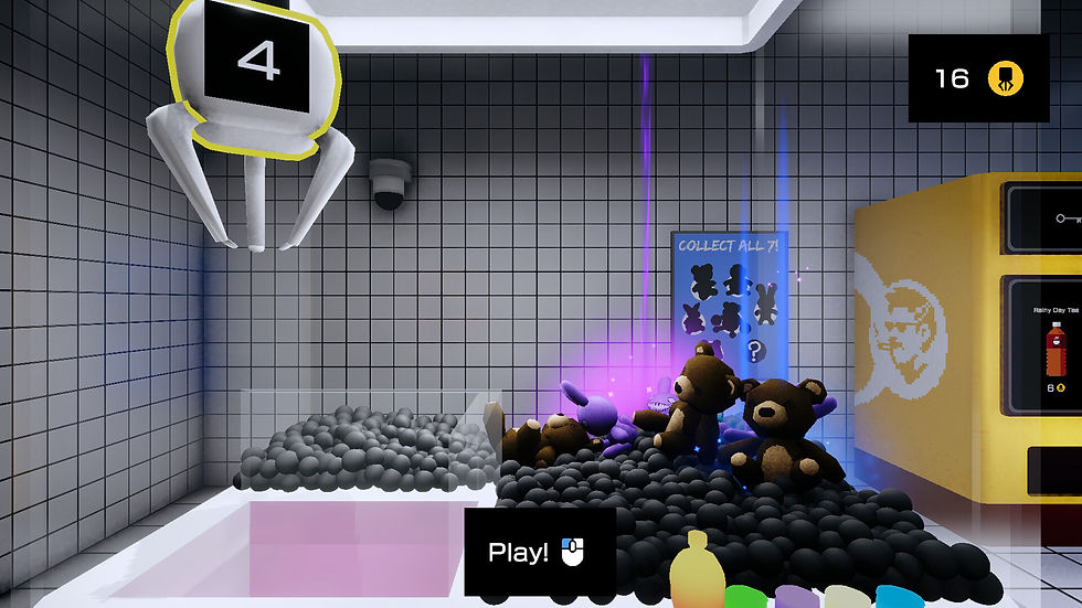 The claw machine and prizes in Clawstrophobia