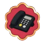 Doggy Don't Care badge showing a telephone