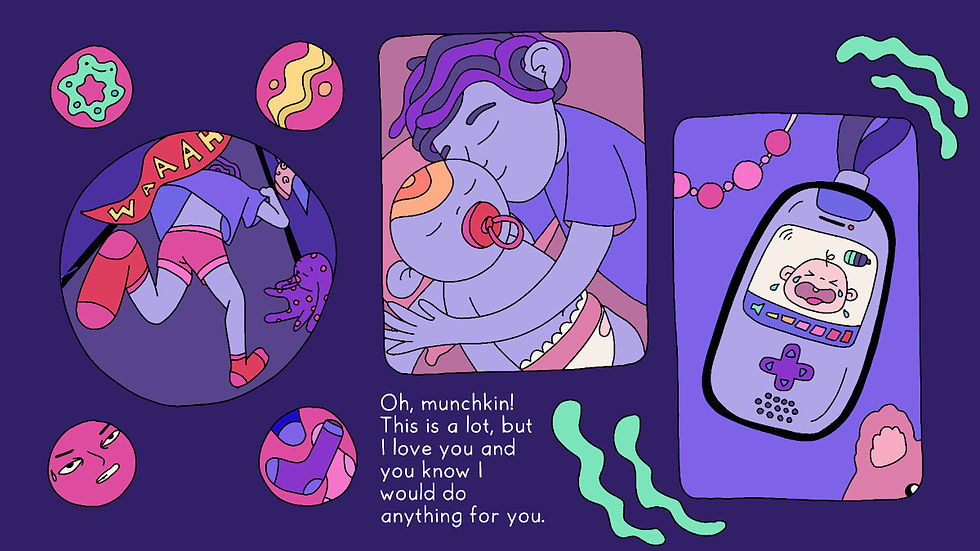 A touching moment in Escape the Baby Alarm