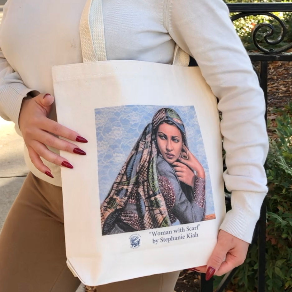 “Woman with Scarf” Art Tote Bag