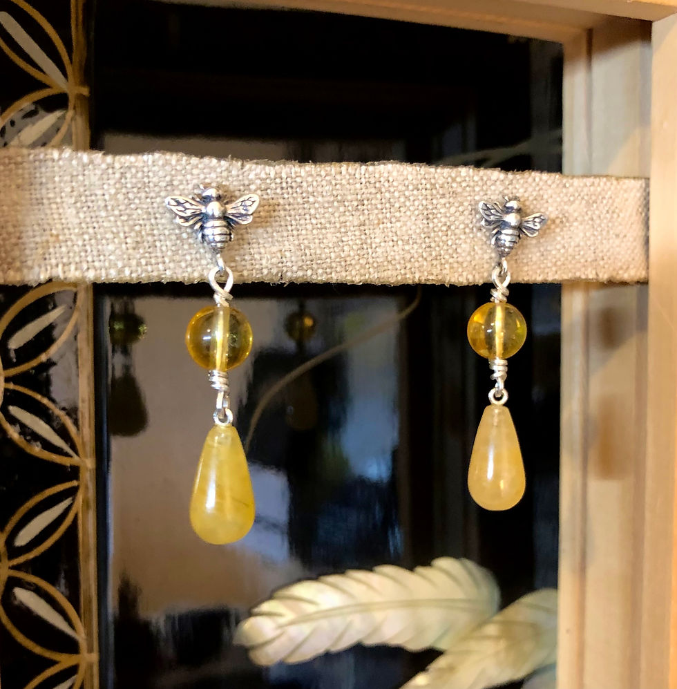 Thumbnail: “Honey Bee” Citrine, Aragonite & Sterling Silver Earrings.