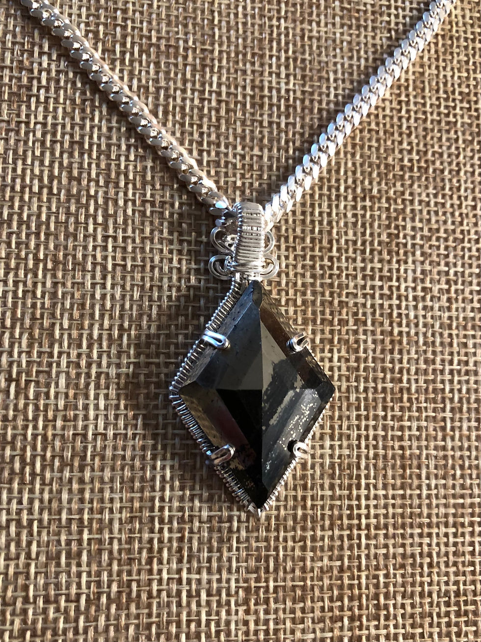 Thumbnail: Apache Pyrite & Sterling Silver Wire Wrapped Pendant