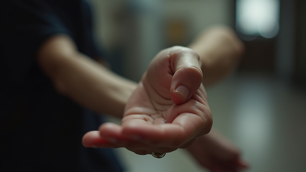 Close-up view of a person practising a wrist release technique
