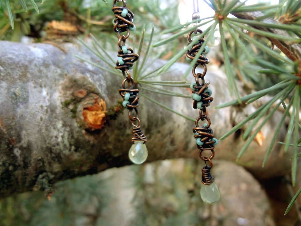 Thumbnail: Twisted Copper Dangle Earrings