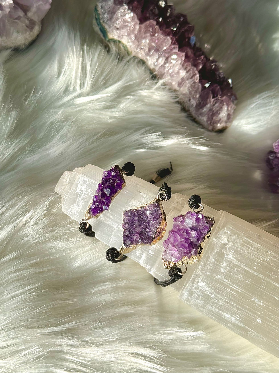 Amethyst Cluster Stretch Bracelets