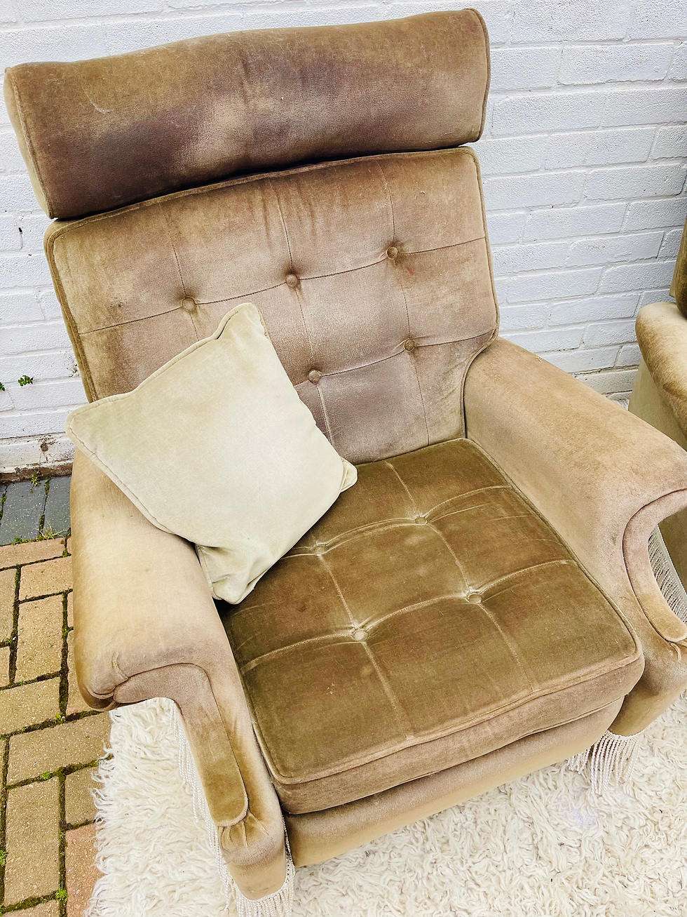 Thumbnail: Vintage Parker Knoll reclining armchairs matching pair green velour N30