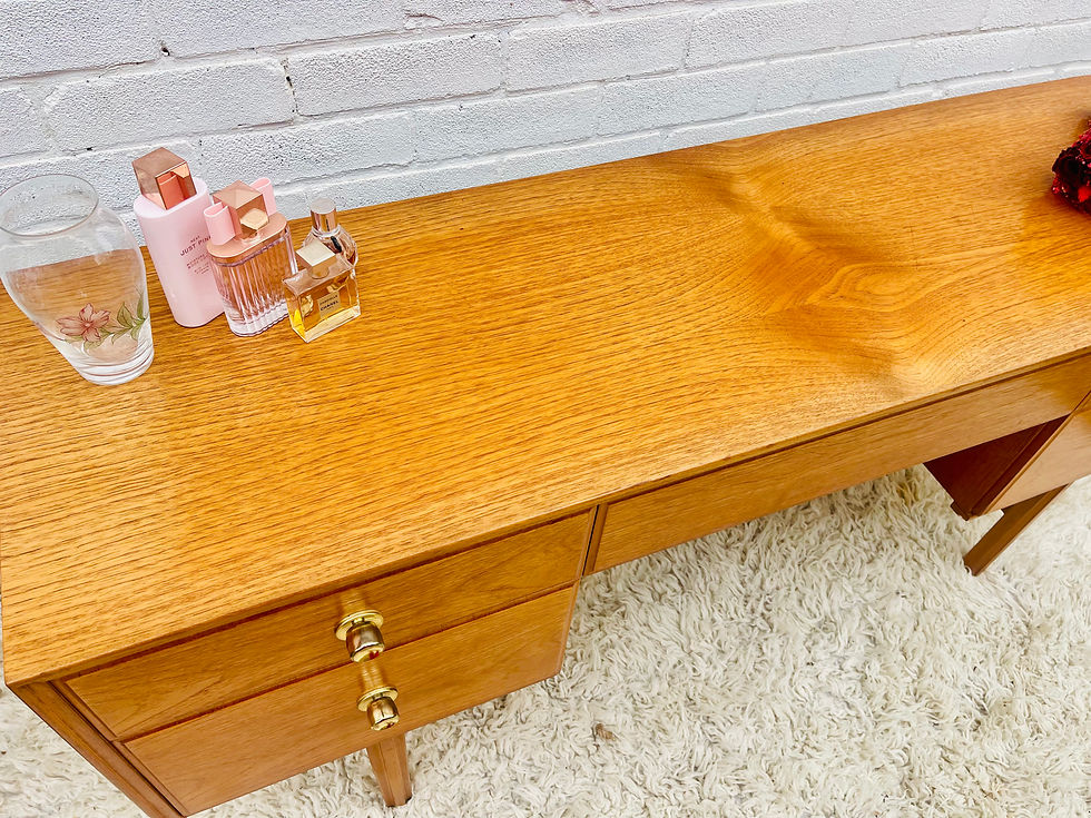 Thumbnail: Mid-Century Teak Veneer Desk / Dressing Table With Five Drawers