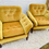 Thumbnail: Pair Of Vintage Retro Mustard / Chartreuse Velvety Armchairs