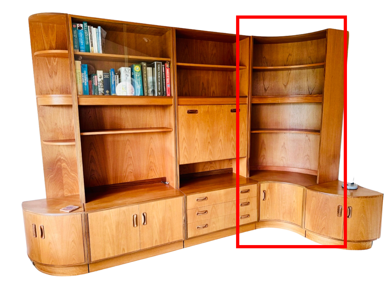 Retro 1970s GPlan Fresco Modular Wall Unit Inner Corner Bookcase Set