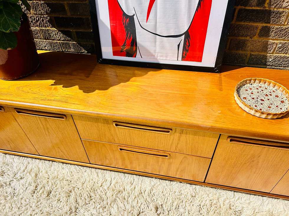 Thumbnail: Retro 1970s Meredew Teak Veneer Large Sideboard with Cupboard and 2 Drawers