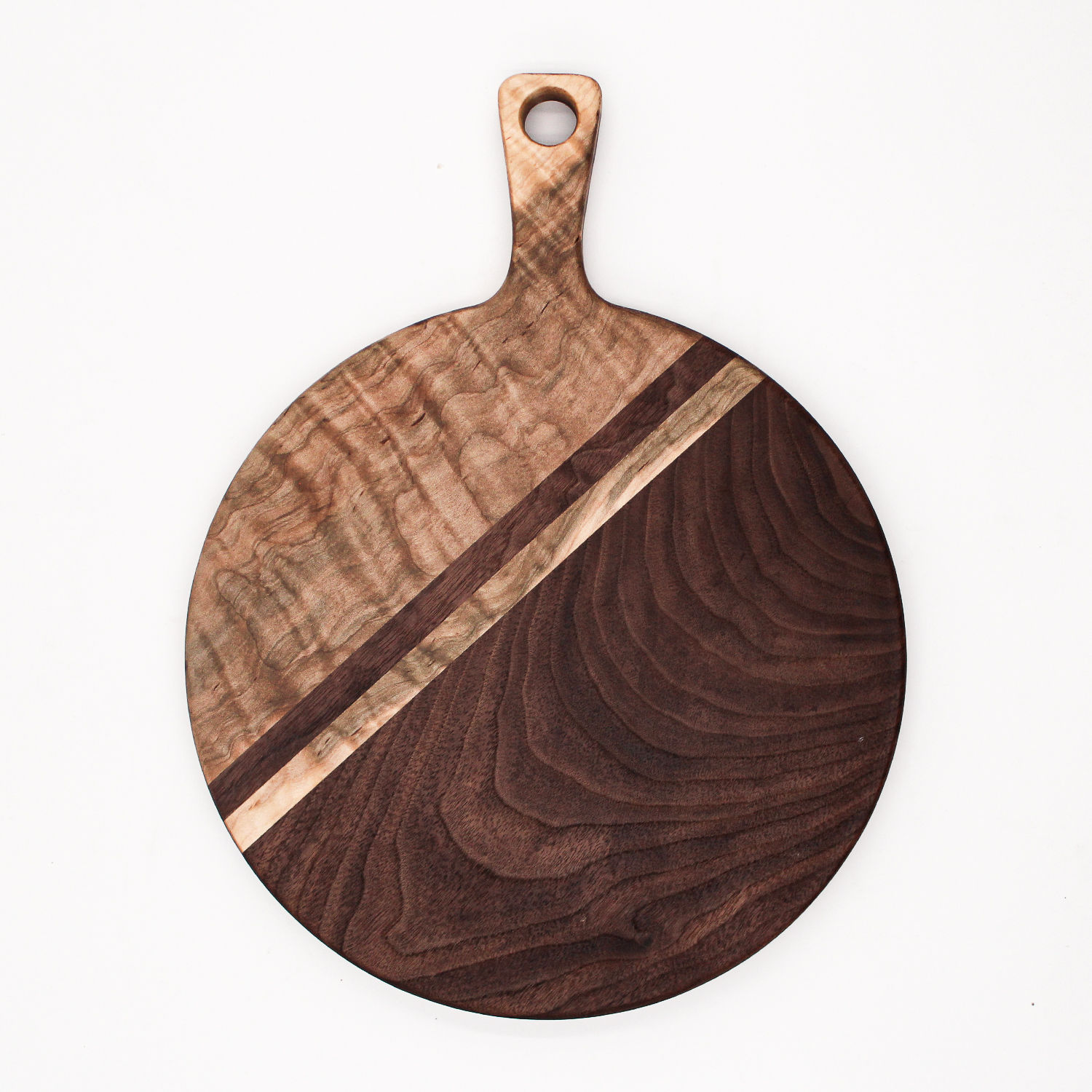 Walnut and Curly Maple 10" Round