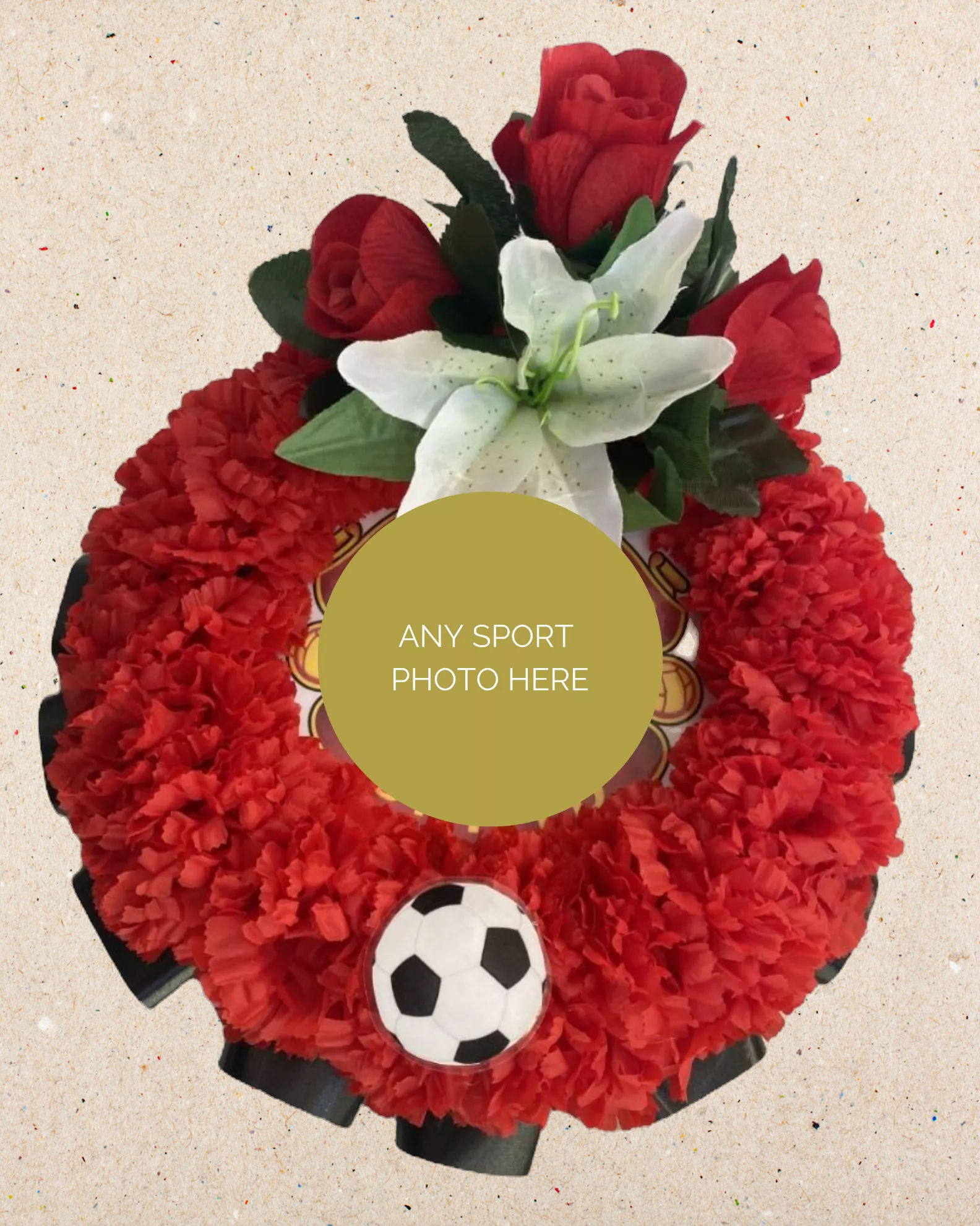 Football Posy Pad Funeral Flowers Artificial Tribute Grave Memorial