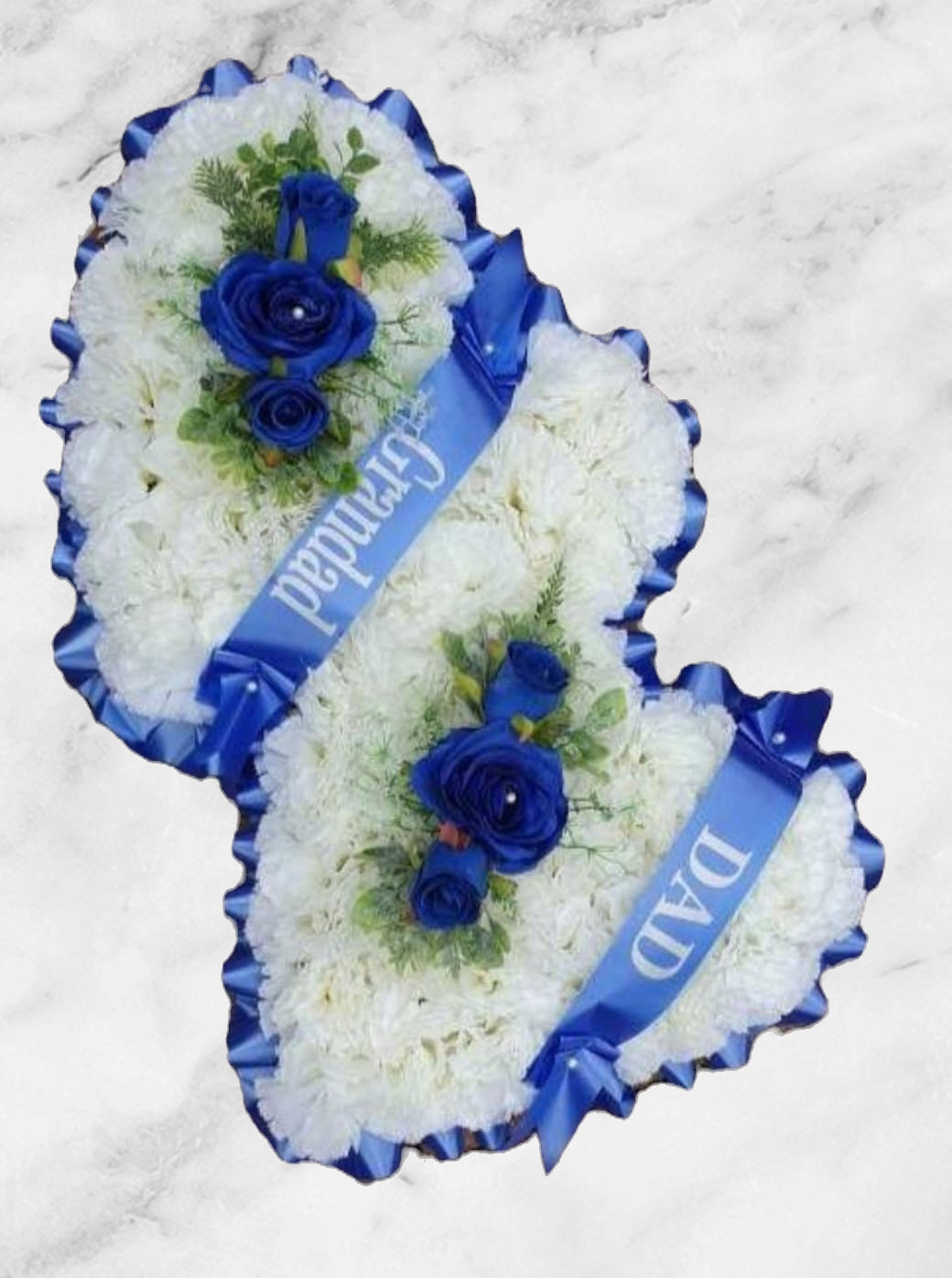 Double Heart Funeral Flowers Artificial Tribute Grave Memorial