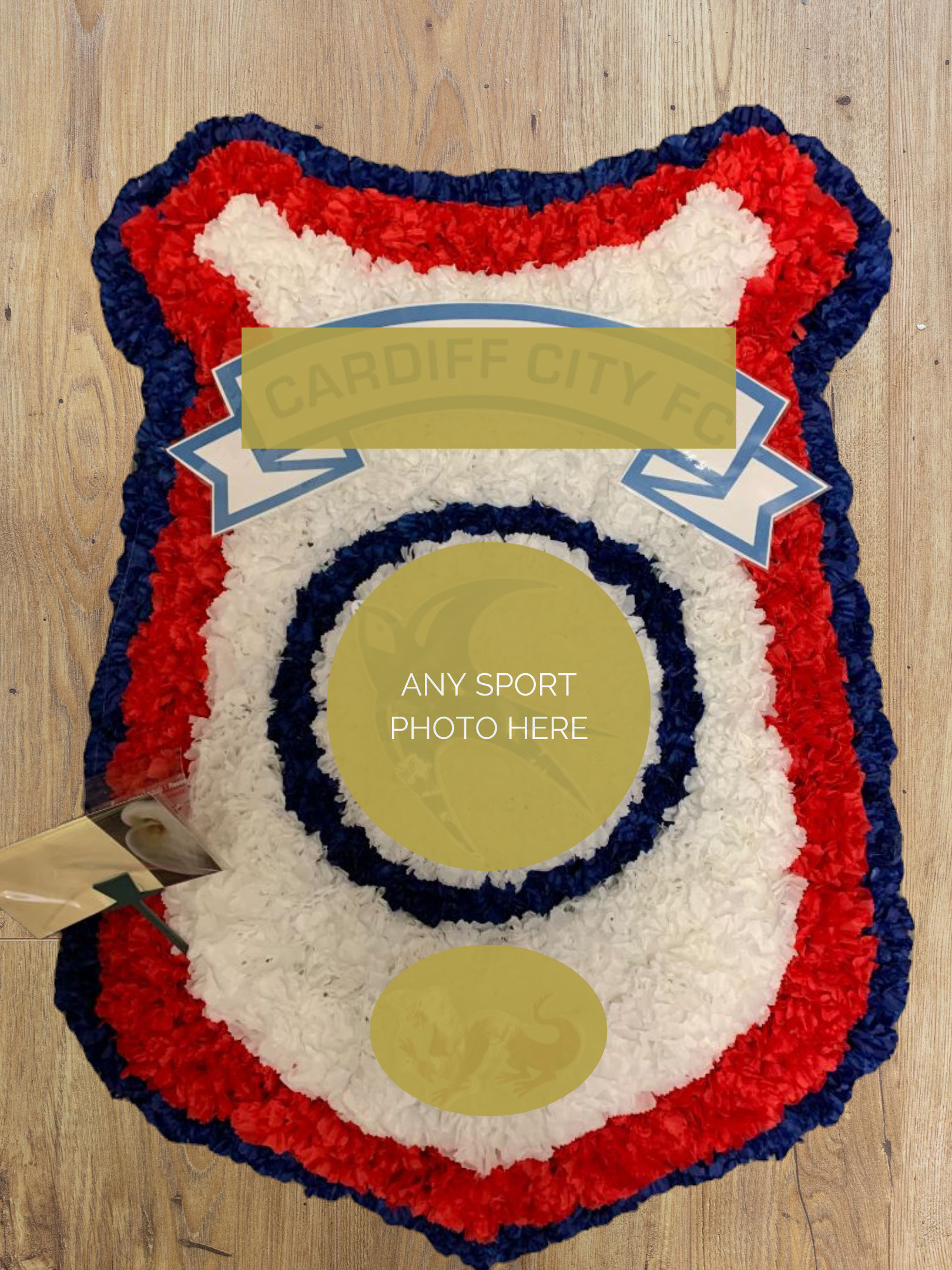 Football Badge Funeral Flowers Artificial Tribute Grave Memorial