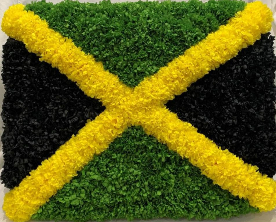 Jamaican Flag Funeral Flowers Artificial Tribute Grave Memorial