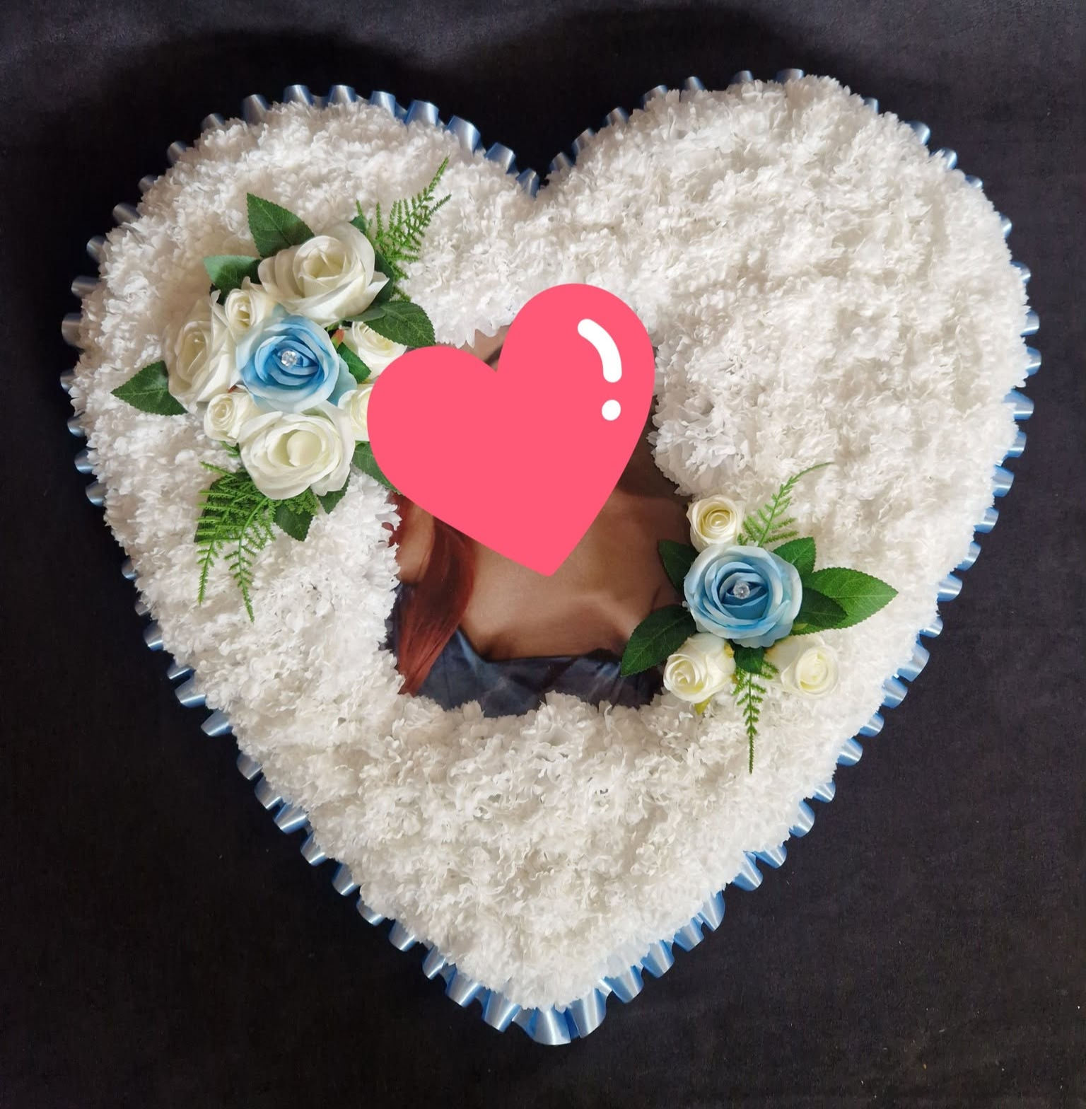 21" Photo Heart Funeral Flowers Artificial Tribute Grave Memorial