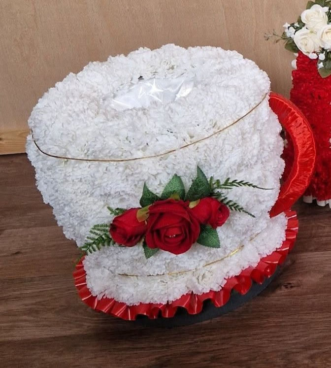 3D Teacup Funeral Flowers Artificial Tribute