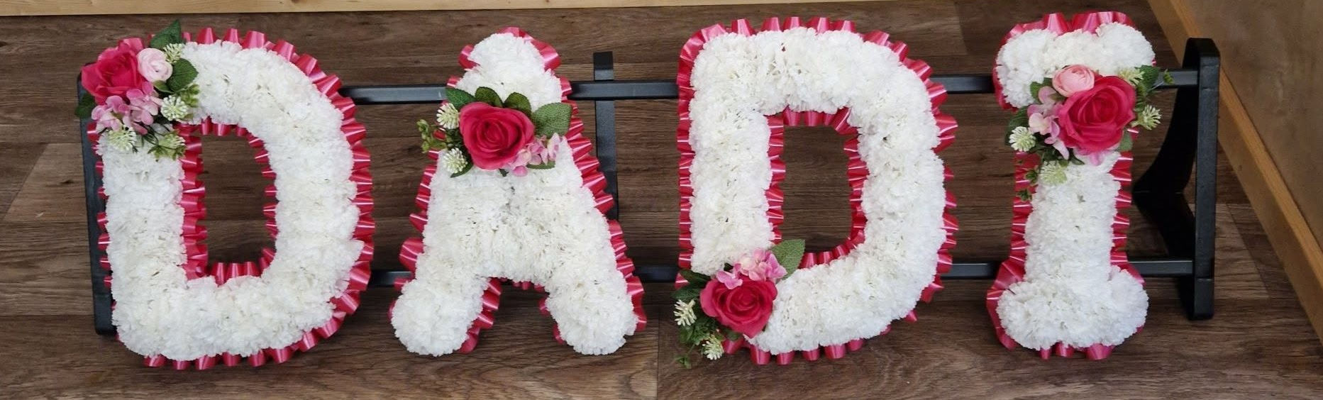 X4 Lettered Funeral Flowers Artificial Mum Tribute Grave