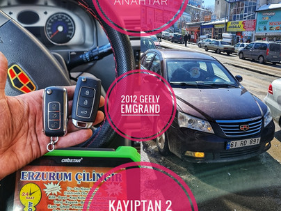2012 Geely Emgrand Kayıptan 2 Adet Sustalı Kumandalı Anahtar Yapımı