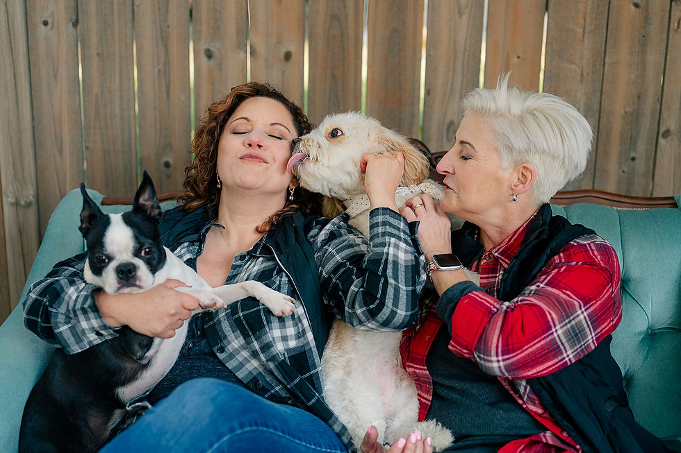 karen and Therese with dog