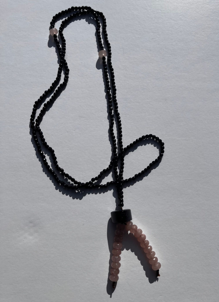 Miniatiūra: Navy blue moonstone & champagne jasper necklace