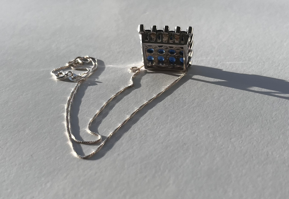 Thumbnail: multiple blue and white  sapphire necklace from the back