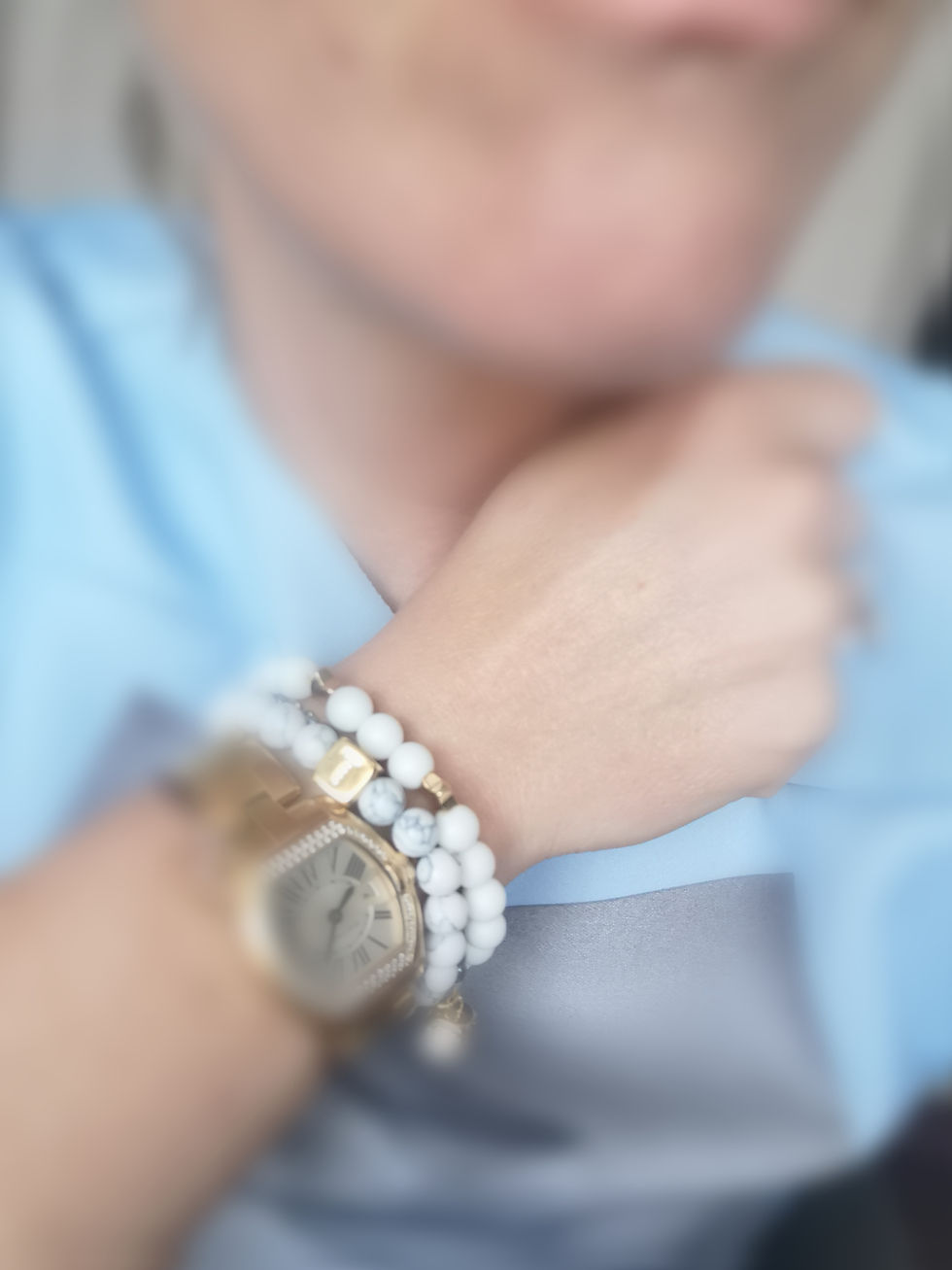 Miniaturbild: Weißes mattes Achatsternarmband