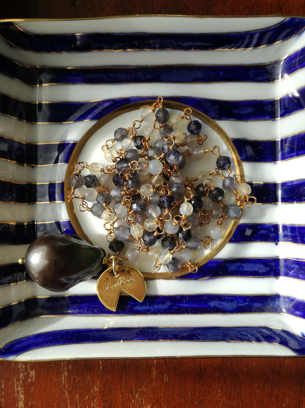 Miniatiūra: baroque pearl gemstone pendant necklace