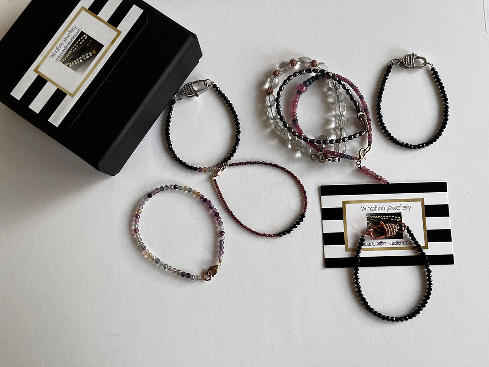 Thumbnail: Dark Blue Moonstone & Fluorite Sparkling Minimalist Bracelet