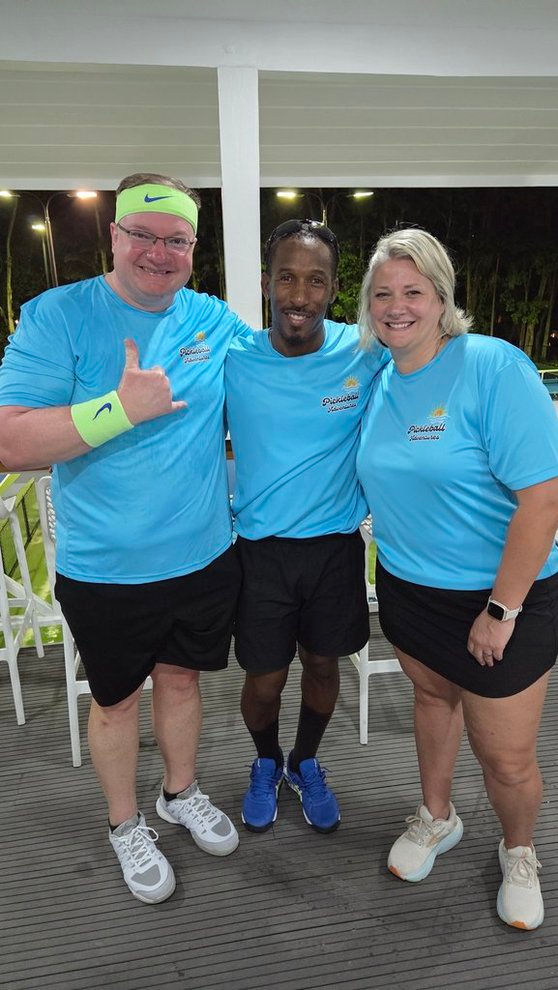 Bill our Pickleball instructor, Darian and Courtney