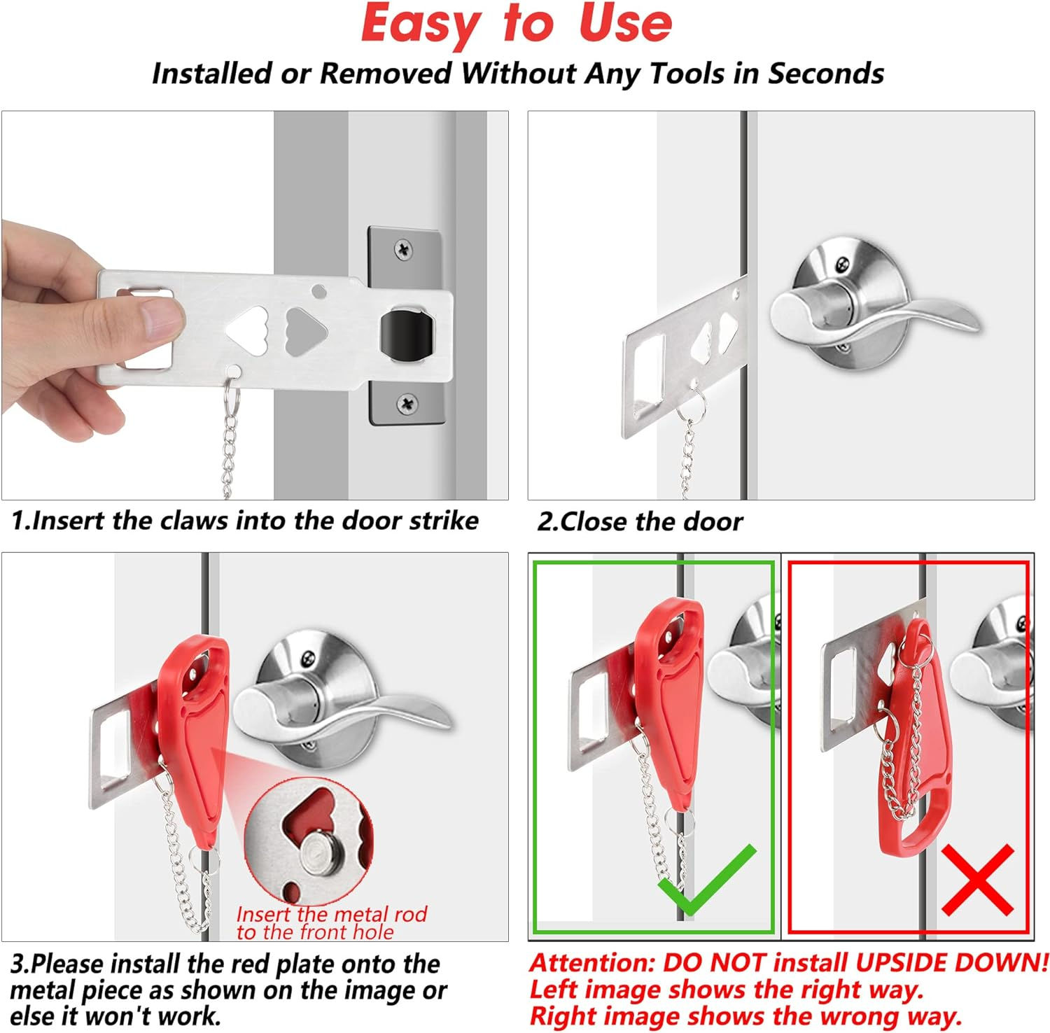 Portable Door Lock Home Security Door Lock Travel Lockdown Locks for Additional
